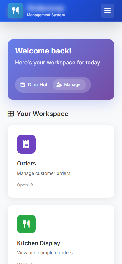 OrderOnQR Staff Dashboard Mobile View